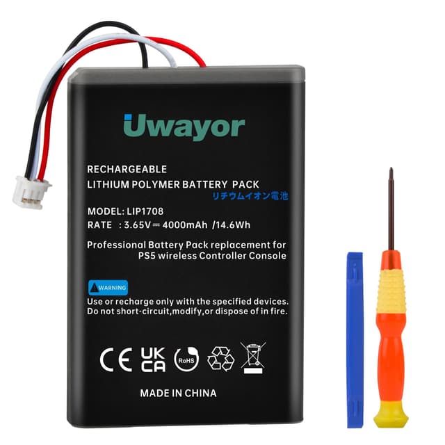 Uwayor 4000mAh PS5 Controller Akku, LIP1708 Akku Ersatz für Sony Playstation 5 DualSense CFI-ZCT1W Wireless Controller 1PCS