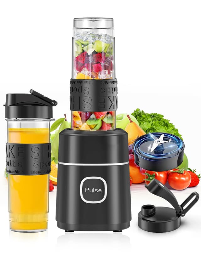 Mixer, Smoothie Maker, 500W Mini Standmixer mit 2x570ml Tritan Flasche BPA Frei, Tragbarer Edelstahl Blender, Geräuscharm, Smoothie und Milchshakes