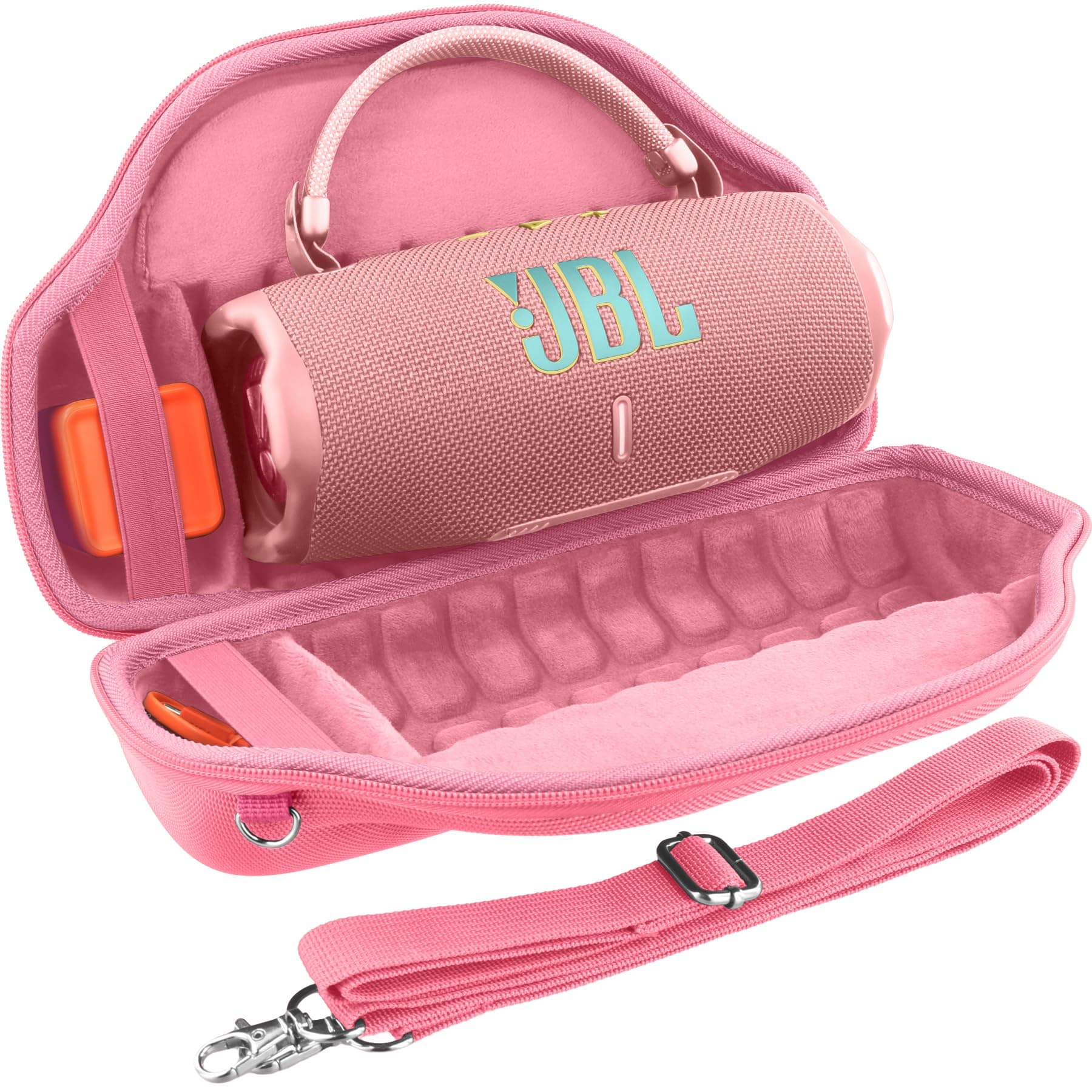 co2CREA Hart Reise Schutz Hülle Etui Tasche für JBL Charge 6 Tragbarer Bluetooth Lautsprecher mit abnehmbarem Schultergurt(Nur Tasche,Ohne Lautsprecher) Rosa Tasche für jbl charge 6