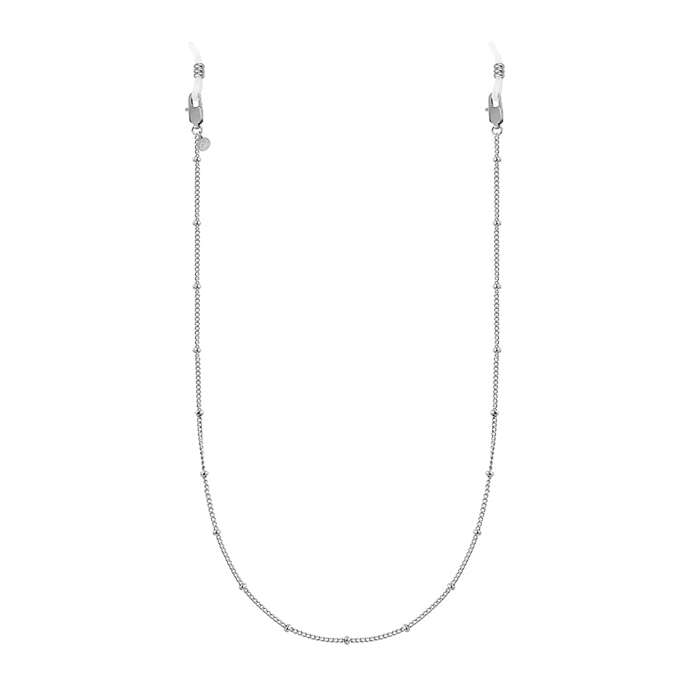 GD GOOD.designs Brillenkette Damen (75cm) 100% Wasserfest - Kette für Brillen in Gold, Silber oder Rosegold I Edelstahl Brillenband für Sonnenbrillen Perlen Silber