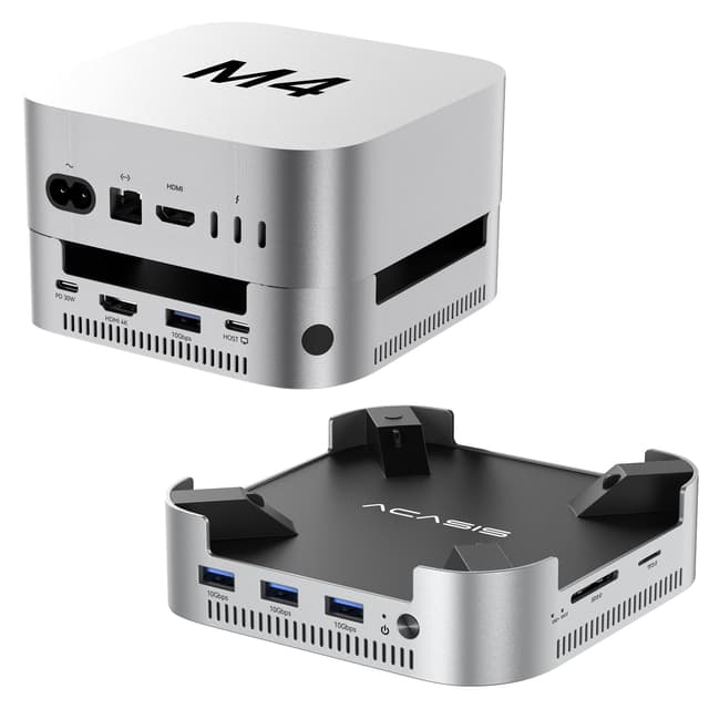 ACASIS Mac mini M4 Dock Dual Bay NVMe SSD-Gehäuse USB C Docking Station,Aluminium-HDMI-Hub für Mac mini M4 und M4 Pro, 4K60 HDMI,30W PD,4 USBA 10Gbps, SD/TF, USB C Hub (DS1101-EU)