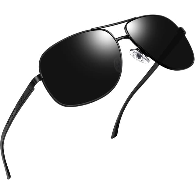 Joopin Retro Metallrahmen Sonnenbrille Herren Polarisiert UV400 Polarized Driving Sunglasses for Men und Große Sonnenbrille Damen für Fahren Reisen Skifahren und Angeln A-schwarz Wie die Bilder