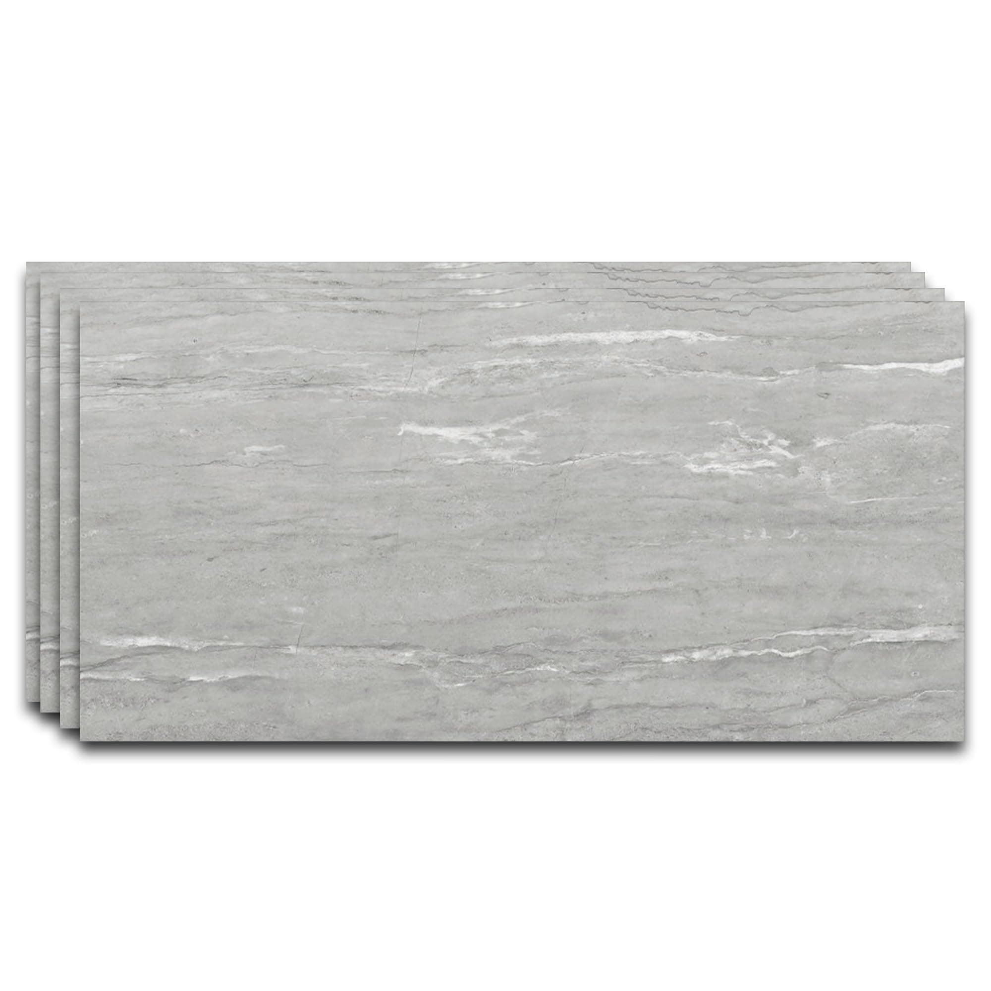 IZODEKOR – SPC Wandpaneel Betonoptik/Natursteinoptik Grau 60x120cm – 4 Stück – Wasserfest, Hitzebeständig Spritzschutz – PVC Wandverkleidung für Küche & Bad - Silberne Nebel 4x Panels Silberne Nebel