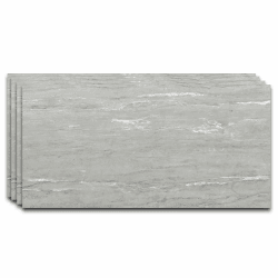 IZODEKOR – SPC Wandpaneel Betonoptik/Natursteinoptik Grau 60x120cm – 4 Stück – Wasserfest, Hitzebeständig Spritzschutz – PVC Wandverkleidung für Küche & Bad - Silberne Nebel 4x Panels Silberne Nebel