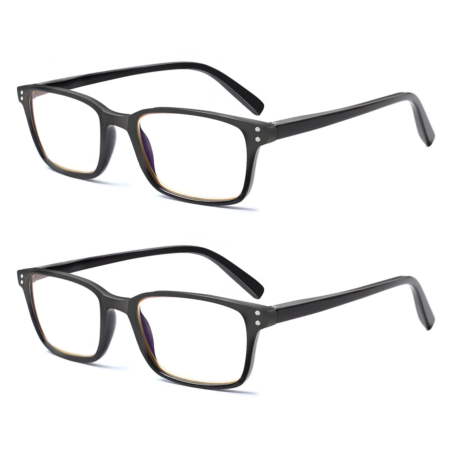 COJWIS Lesebrille 2 Pack Blaue Licht Blockieren Brille Federscharnier Anti Schwindlig Damen und Herren Leicht Brillen (2 Schwarz, 0.75, multiplier_x)… 2 Black 0.75 x