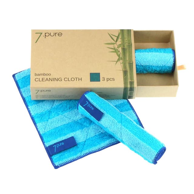 7.pure Bambus Putzlappen & Putztücher | 3 Stück | 20 x 25 cm | ohne Putzmittel | Reinigen ohne Fusseln | Waschbar | Putzschwamm, Tücher Blau