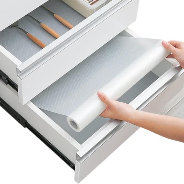 Schubladenmatte von Linda's Essentials (60 x 500 cm) - Antirutschmatte Schubladen Schrankfolie Schrankpapier abwaschbar, Kühlschrank Folie die Schubladen und Regale sauber hält - Zuschneidbar (klar) Clear 60B x 500L cm