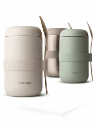 MAMEIDO Thermobehälter für Essen 500 ml, Müslibecher to go Edelstahl, Thermobecher Essen auslaufsicher, Ideal für Joghurt, Porridge, Babybrei, Suppen & Eis (Ivory Beige) 500 ml Ivory Beige Angebot bei HelloDeals