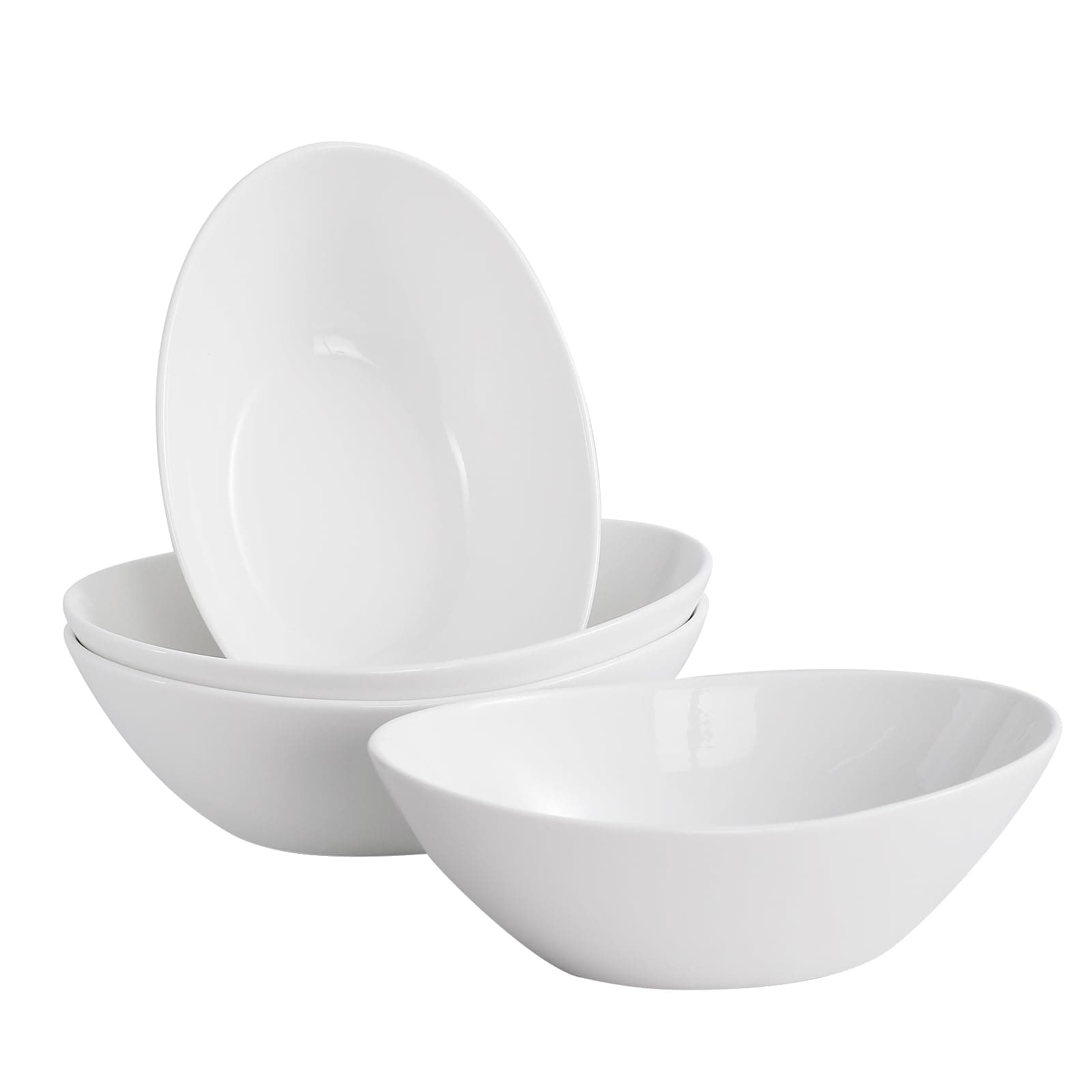 LIFVER Salatschüssel Set Porzellan 1060ml, Müslischale Groß, Suppenschale Keramik, Servierschale für Salat, Beilagen, Suppe, Dessert, 4er Set, Weiß 36oz/1060ml