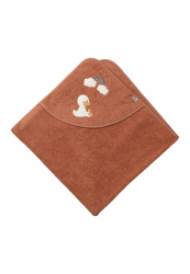 Sterntaler Kapuzen Badetuch aus uni Frottee 100 x 100 cm und Applikation Ente Edda Lou und Regenbogen,