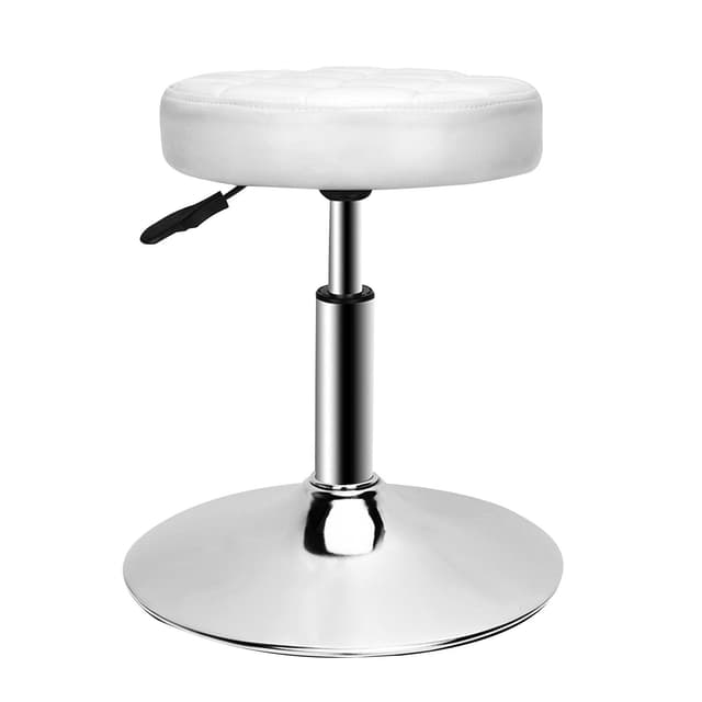 QiCheng & LYS Drehhocker aus PU-Leder, Verstellbarer Hocker, 40 – 53 cm, Arbeitshocker, Massagesocker, weich, geeignet für das Büro, Bar- und Malerei, Weiß