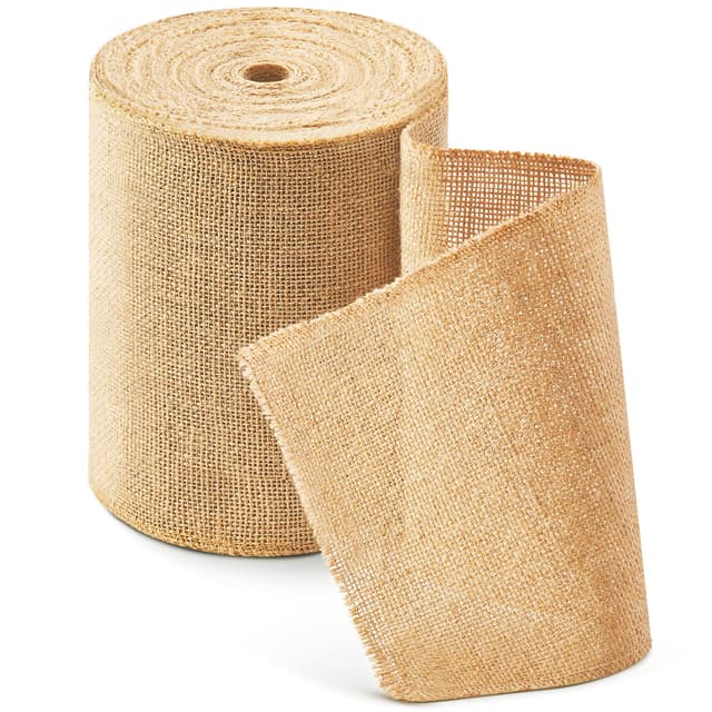 HEETA Jute Tischläufer Tischband Natur 20cmx20m, Juteband Tischläufer Meterware Zuschneidbar für Verschiedene Schreibtischgrößen, Tischdekoration für Gartenparty, Hochzeit 20cm x 20m
