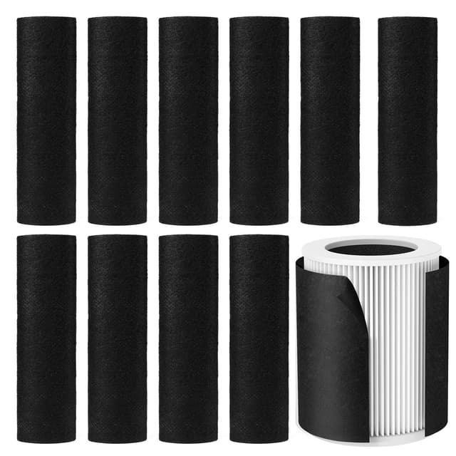 Amicura Vorfilter-Pads für Luftreiniger Modell P2, 10 Stück - Kunststoffgitter + schwarzes PP-Vlies, Vorfilterschicht, Fängt effektive Staub, Haare und grobe Partikel ein, Wirtschaftspack Vorfilter-pads für P2 Luftreiniger