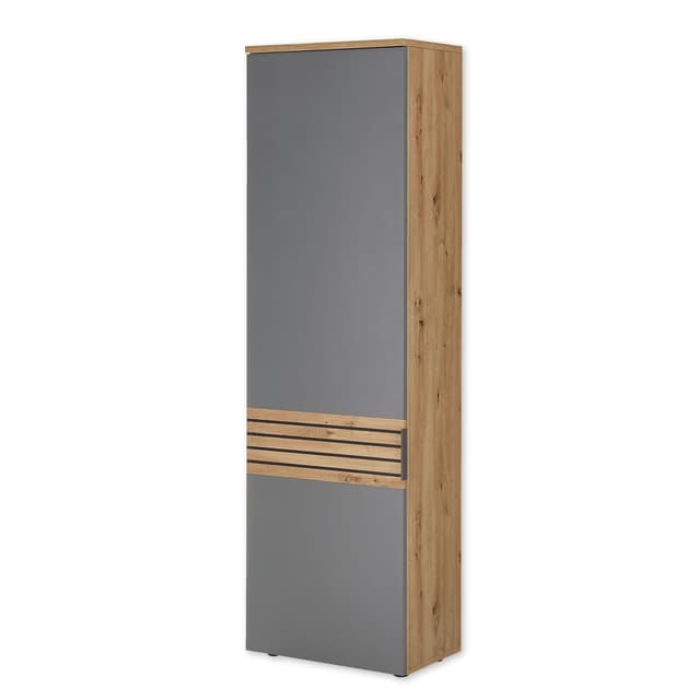 70-023-U6 Garderobenschrank MILAN Schuhschrank Artisan Eiche Nb. / grau ca. 60 x 200 x 38 cm Garderobenschrank Grau / Artisan Eiche