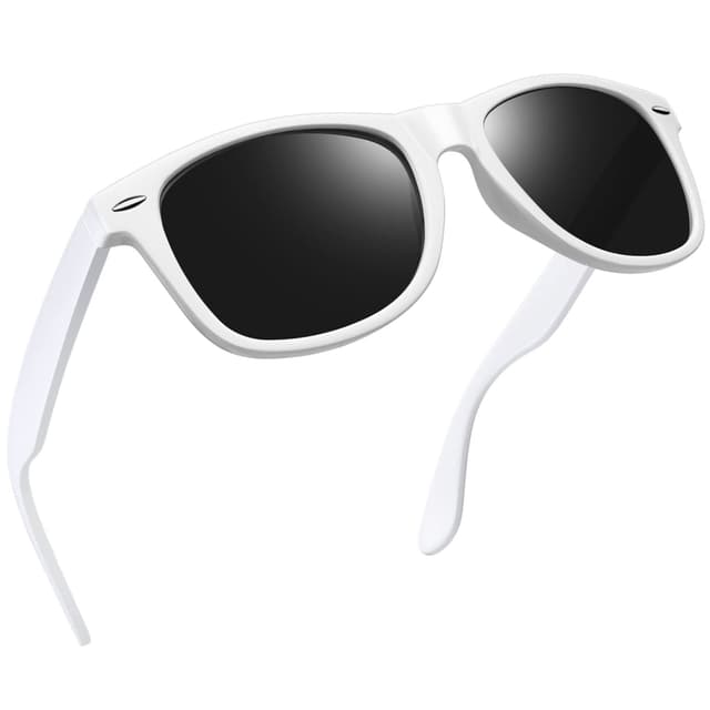 Joopin Klassische Sonnenbrille Herren Polarisiert Retro Rechteckig und UV400 Sonnenbrille Damen Groß Einheitsgröße A14-weiß/ Grau