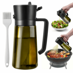 Byitin Öl Sprühflasche Light-Blocking Dark, 2 in 1 Ölsprüher für Speiseöl mit Silikonbürste, 470ml Olivenölsprüher, Glas Ölspray zum Kochen für Salat, Backen, Air Fryer Angebot bei HelloDeals