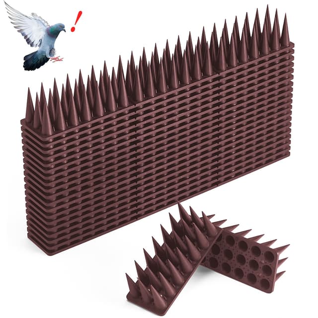 CIIC Taubenabwehr Spikes 5.7m – 20er Pack Braun Vogelabwehr Spikes aus Kunststoff, für Balkon, Zaun, Fensterbank & Dach – Vogelschutz Spikes zum Tauben Vertreiben Braun 20