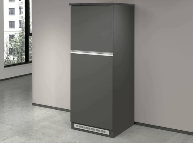 Dmora - Küchenschrank Plinio, Mehrzweckschrank, Küchenzeile Schrank, Multifunktionales Kühlregal, 100% Made in Italy, 60 x 60 x 165 cm, Anthrazit und Schiefer Anthrazit und Schiefer Länge 60 cm