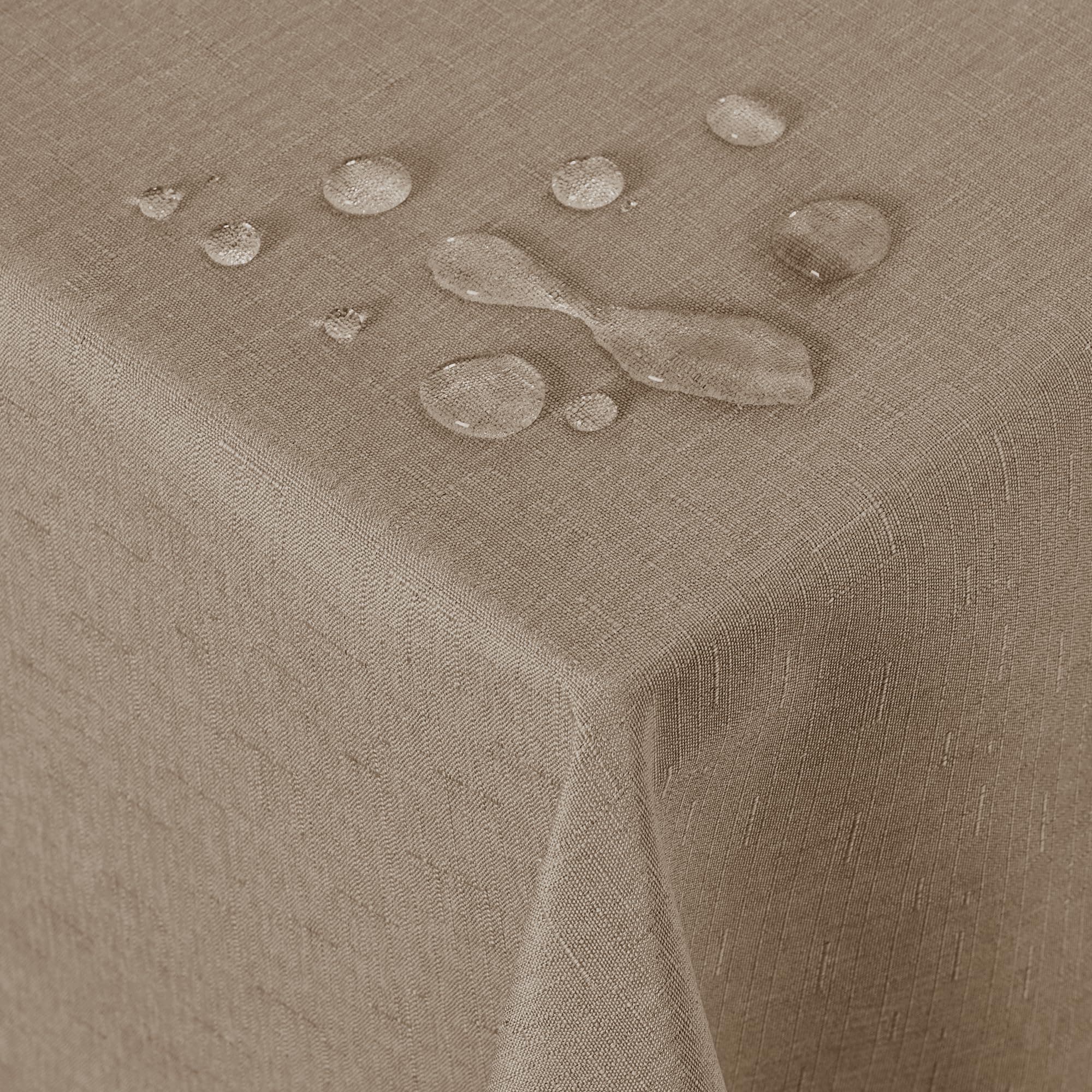Deconovo Tischdecke Wasserabweisend Tischdecke Lotuseffekt Tischtuch Leinenoptik 140x200 cm Taupe 200 x 140 cm (Rechteckig) Taupe