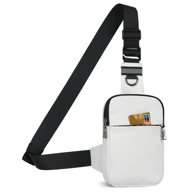 BROADREAM Sling Chest Crossbody Bag, Wasserdicht Umhängetasche Brusttasche Schultertasche Herren Damen - Handytasche mit RFID-blockierende Reißverschlusstasche Geeignet für Outdoor-Sport und Wandern A-weiß
