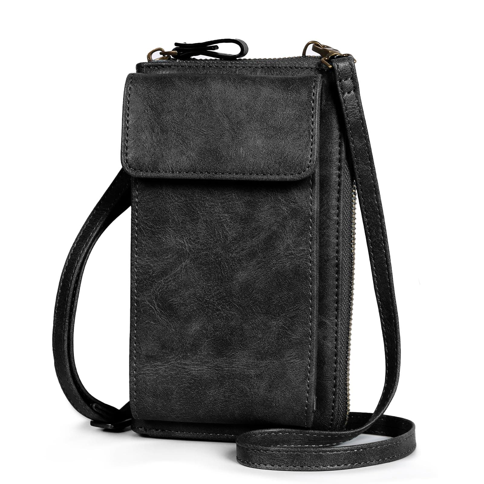 TANTOMI Handytasche zum Umhängen, Umhängetasche Damen RFID Blocking, Handy Tasche Damen Umhänge mit Abnehmbarem Gurt, Schultertasche Vielen Fächern Schwarz
