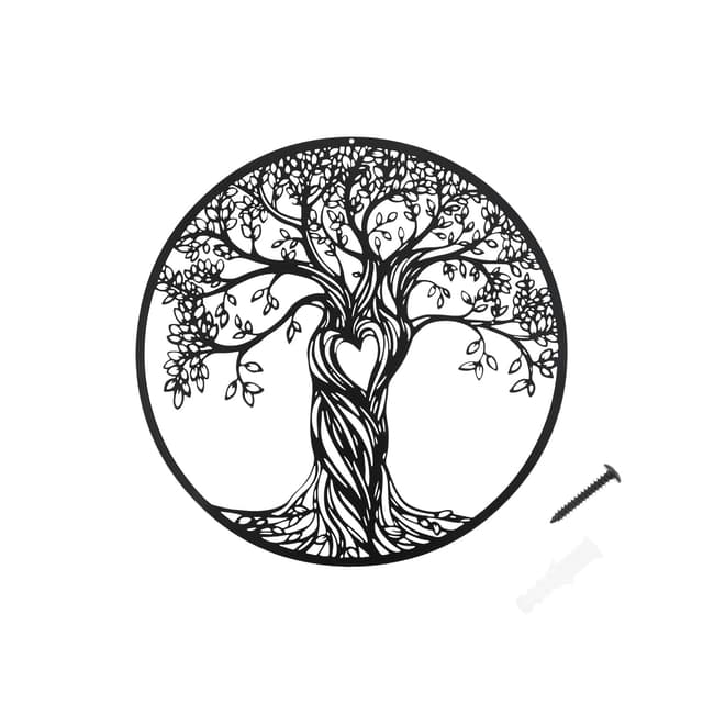 gohantee 28 cm Schwarz Metall Baum Des Lebens Deko Wohnzimmer Wanddeko Wandkunst Schlafzimmer Wikinger Lebensbaum