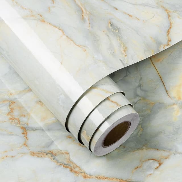 FunStick 90CM×5M Marmor Folie für Möbel Küchenschränke Möbelfolie Selbstklebend Marmoroptik Schrankfolien Grün Selbstklebende Folie Marmor Wand Deko Klebefolie Küche Marmoroptik Grün Gelb Tischfolie 0.9W x 5L m Grün Gelb