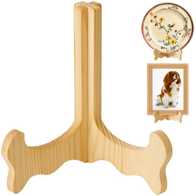 NiHome Wooden Tellerständer zur Aufsteller - 16CM Tellerhalter,Teller Ständer für Bilderrahmen, Bücher und Sammlerstücke, Dekorativer Tischaufsteller, Vielseitiger Halter für Menü und Karten(1 Stück) 1PC-Holz