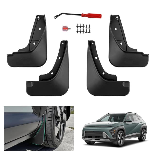 GAFAT Kompatibel mit Hyundai Kona SX2 2024 2025 Schmutzfänger, Kona SX2 EV Hybrid ab 2024 Kotflügel Vorne und Hinten, Mud Flaps Spritzschutz Auto ABS Kunststoff, Muss Bohren, Kona Zubehör (4 Stück)