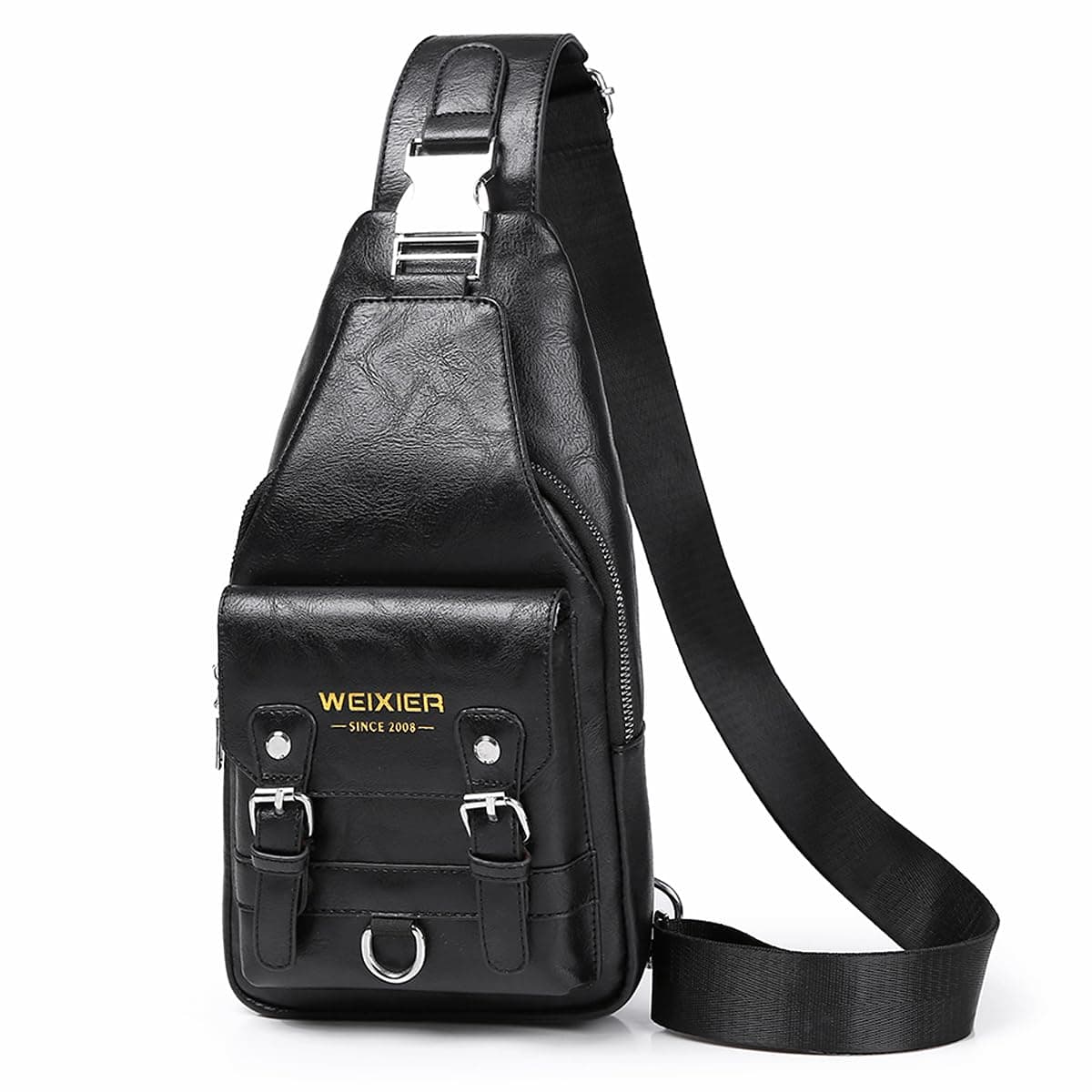 A-QMZL Tasche Herren Schultergurt Rucksack Einschulter Herren Leder Umhängetasche Herren Klein Wasserdicht Schulter Sling Bag Kleine Crossbody Bag (Schwarz3)