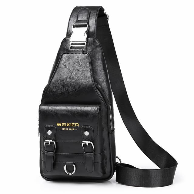 A-QMZL Tasche Herren Schultergurt Rucksack Einschulter Herren Leder Umhängetasche Herren Klein Wasserdicht Schulter Sling Bag Kleine Crossbody Bag (Schwarz3)