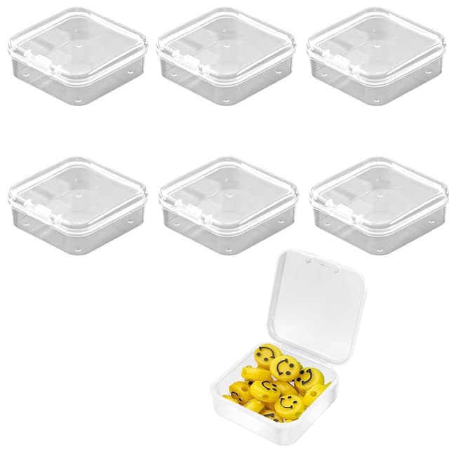 SXTDKMJ 6 Stück Kleine Aufbewahrungsbox, Perlen Aufbewahrungsbox Mini Plastikbox mit Deckle für Perlen Schmuck Handwerk 8.5x8.5x2.5cm