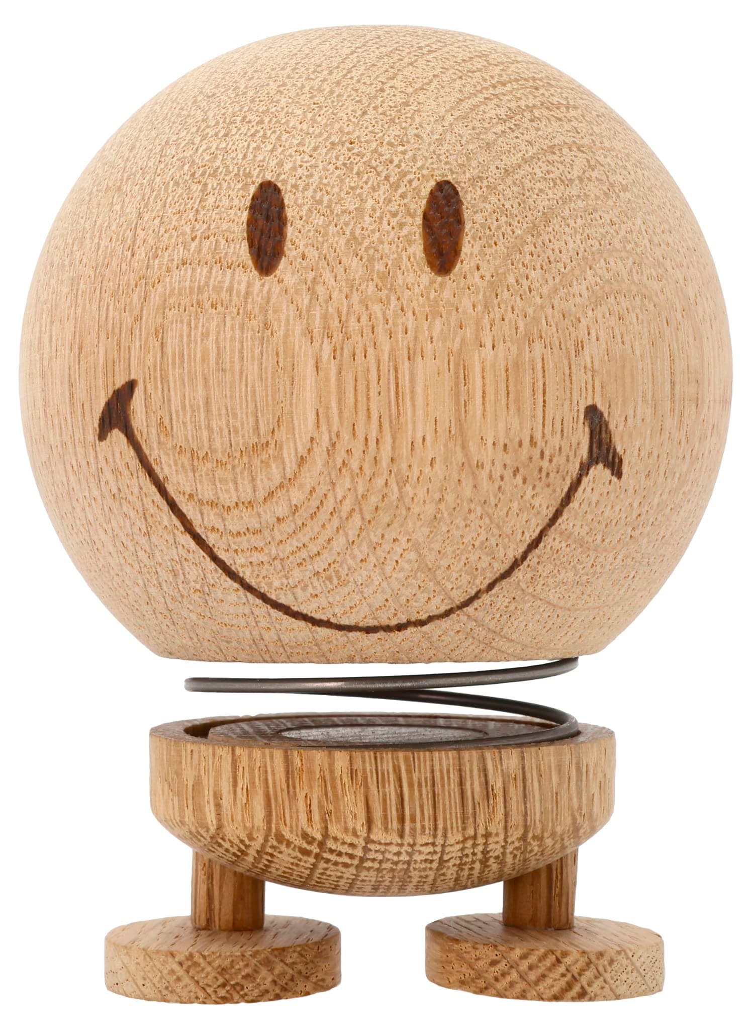 Hoptimist Smiley Wackelfigur & Glücksbringer aus Holz, Deko Skandinavisch, Wohnzimmer & Schreibtisch Deko, Büro Gadgets, Tolle Kleine Geschenke, 7,4 x 8,3 x 9,5 cm, Medum, Raw Oak M Raw Oak