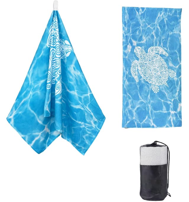 DJDEA Mikrofaser Strandtuch - 180 x 90cm Groß Schnelltrocknend, Ideal für Frauen und Männer am Strand, Schwimmbad oder im Urlaub 90x180cm Sea-turtle