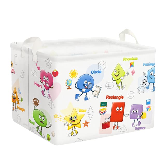 Clastyle 36L Groß Bildung Geometrisch Kreis Weiß Aufbewahrungskorb mit Henkel Rechteckig Spielzeug Kleidung Aufbewahrungsbox für Kinderzimmer Bad Geometrisch 40*30*30 cm
