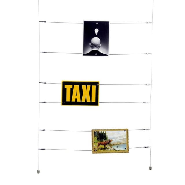 HAB & GUT -MC003- Bildergalerie Set, 2 Stahlseile mit sechs Metallstangen und 20 Neodymmagneten ultrastark, 100 x 53 cm