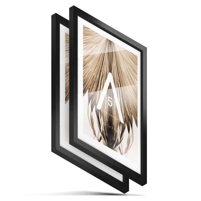 BLCKART Bilderrahmen Set | 2 Stk. | Hochwertige DIN A4 Rahmen Holz Schwarz 21 x 29,7cm (Holz | Schwarz, 2x DIN A5) 2x DIN A5 Holz | Schwarz