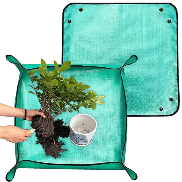 Pflanzen Umtopfmatte 2 Stück, wasserdichte Gartenmatte Pflanzmatte, Grün PE Pflanzunterlage für Umtopf, Sukkulenten, Sämling (2 Grün) 1