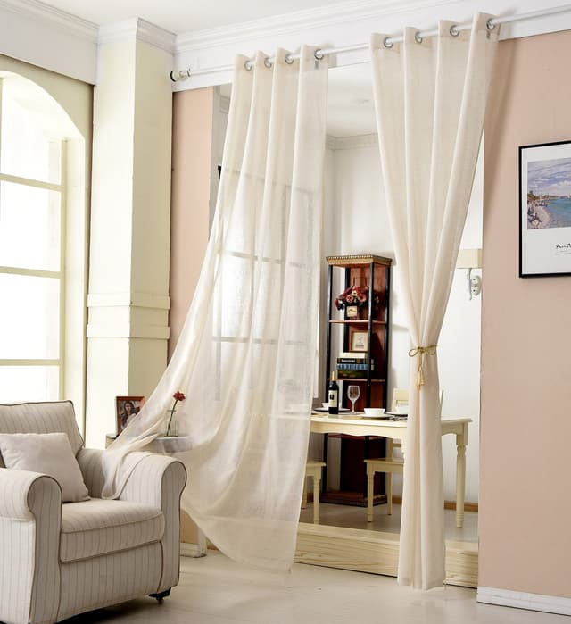 WOLTU Gardinen transparent mit Ösen Leinenoptik Vorhang Ösenvorhang Halbtransparent Stores Voile Fensterschal Leinenvorhang für Wohnzimmer Kinderzimmer Schlafzimmer 140x245 cm, Creme (1 Stück) H245 x B140 cm (1er Pack) Creme
