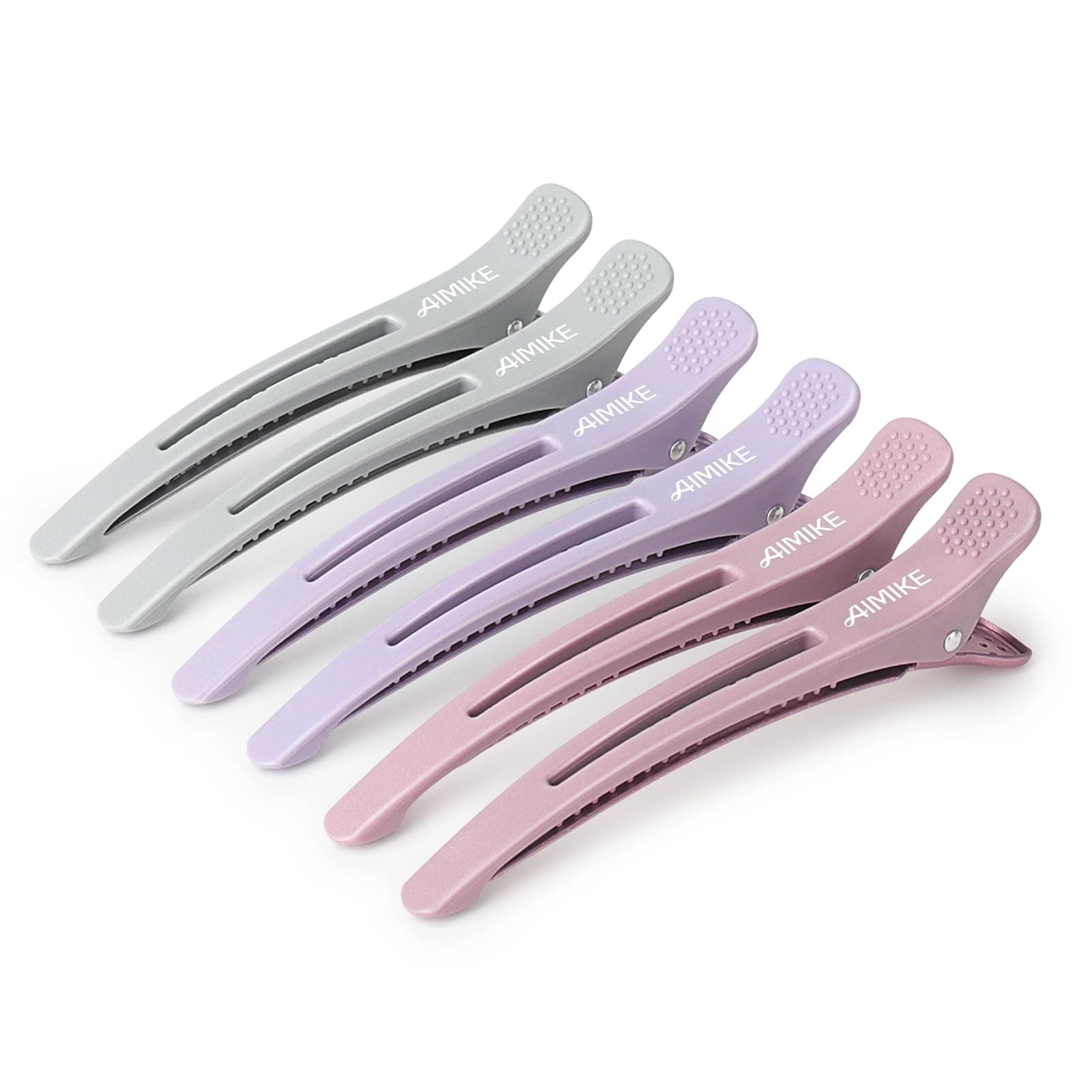 AIMIKE 6 Haarklammern, Haarclips zum Stylen und Schneiden, Abteilklammern Friseur Hair Clips Damen, No Trace Haarklammer mit Silikonband, Haarklammern Friseurbedarf für Dickes & Dünnes Haar- Morandi 6 Morandi