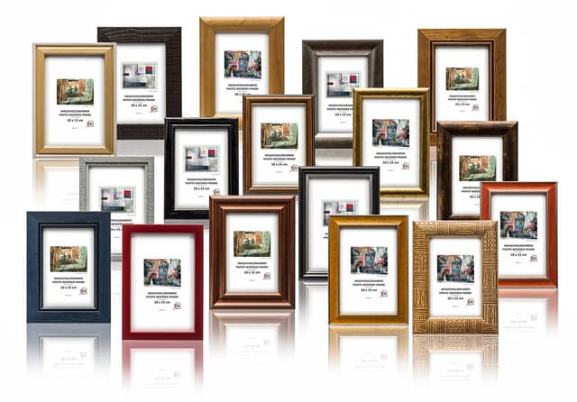 3-B Bilderrahmen GESCHENKBOX Holzrahmen 10-Pack - 15x21 cm (A5) Zufällig gemischtes Set - Farb- und Stile-Mix, mit Acrylglas. Restposten zum Knallerpreis. 15 x 21 cm (A5)