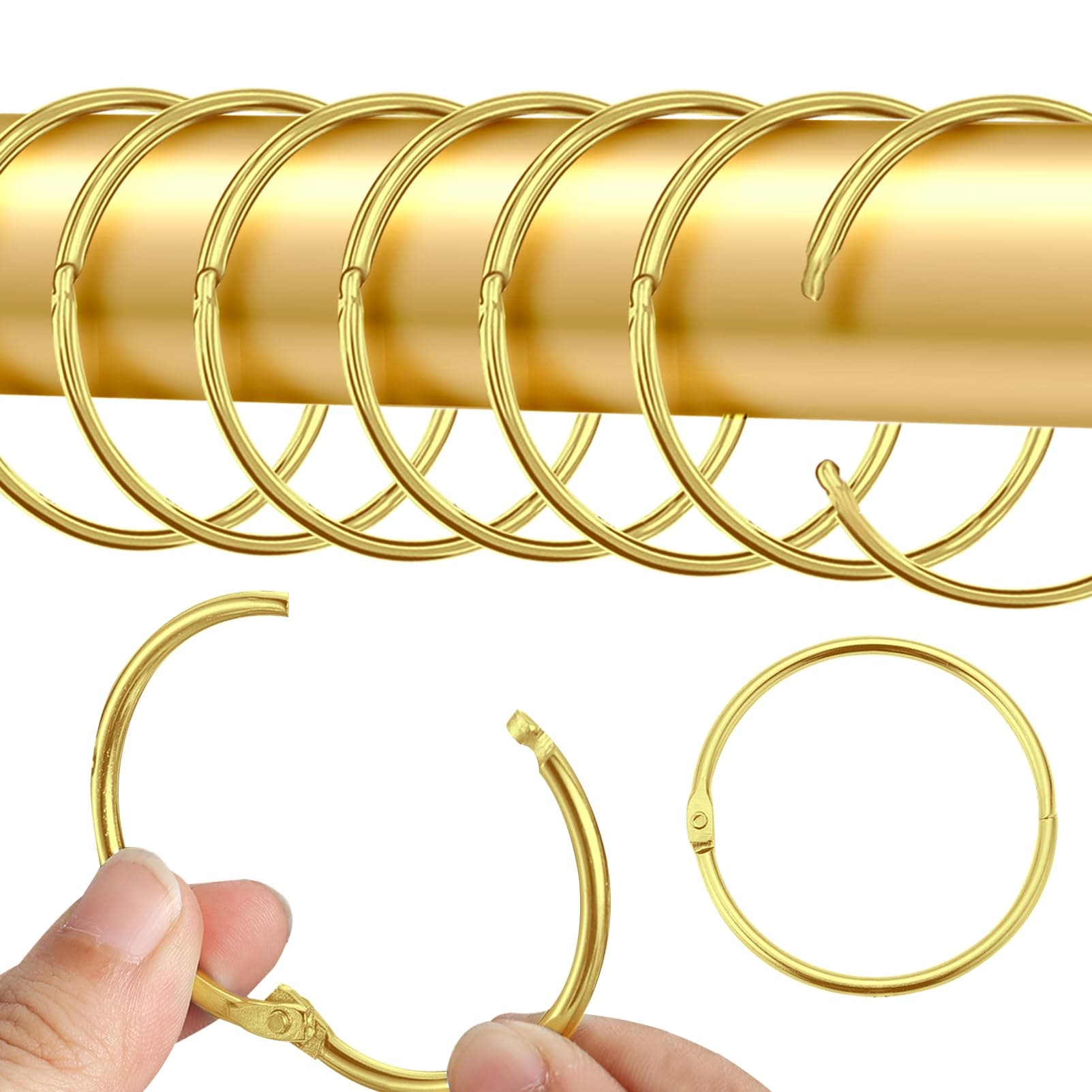 40 Stück gardinenringe zum öffnen,50mm Gardinenringe Vorhangringe,Rundringe Vorhang Clips Duschvorhang Metallklammern für Vorhänge und Gardinenstangen Gold-40pcs