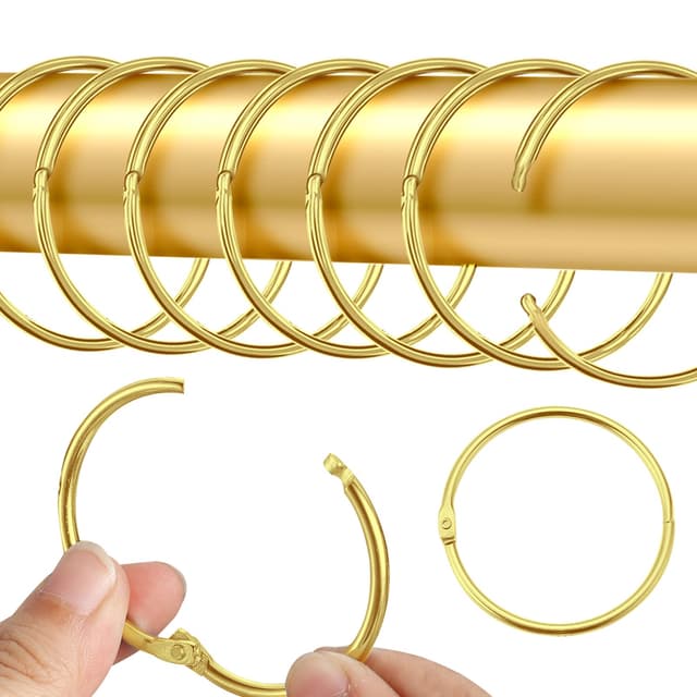 40 Stück gardinenringe zum öffnen,50mm Gardinenringe Vorhangringe,Rundringe Vorhang Clips Duschvorhang Metallklammern für Vorhänge und Gardinenstangen Gold-40pcs