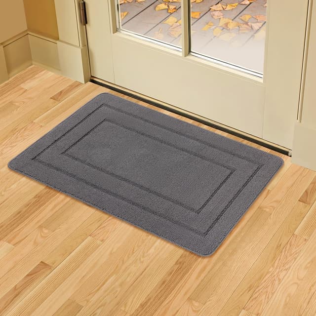 YOFTLUJU Stilvolle Innen- und Außentürmatte 80x120cm, Schmutzfänger, Anti-Rutsch, Super Absorbierend, 0,4 Zoll dünne Türmatte, maschinenwaschbarer Eingangsteppich, für Vorder- und Hintertür Grau 80 x 120 cm (Rechteckig) Grau