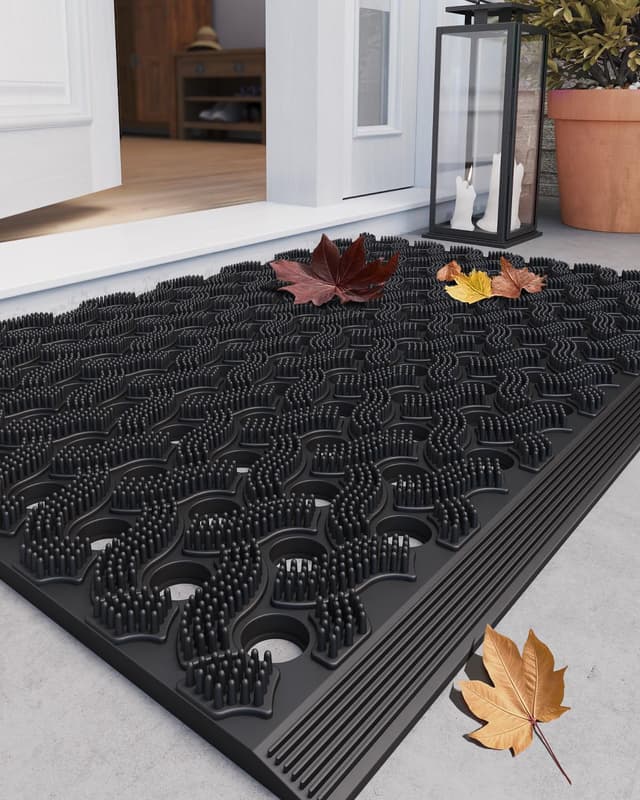 COLOR&GEOMETRY Null Geruch TPE fussmatte aussen Heavy Duty Eingang Fußmatte, umweltfreundlich, Keine Wartung, rutschfeste schmutzfangmatte für Haustür, Terrasse, Garage, 43x75cm Schwarz 43 x 75 cm Schwarz