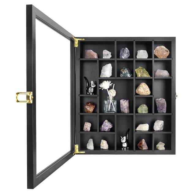 FramePro Felsen Bilderrahmen Vitrine Kristall Shadow Box 35x40cm 3D Rahmen zum Befüllen Tiefer Aufbewahrungsboxen Glasscheibe Holz Objektrahmen 13,5x16 - Schwarz Schwarz 13,5x16"(35x40cm)