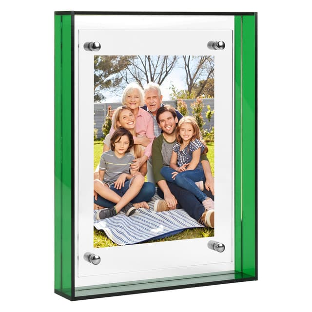 FIRLUNHI Acryl Bilderrahmen, Mini- Bilderrahmen, Wand- Fotorahmen, transparente Aufhängung Effekt.15X11CM 1 Stück grüner 5,9*4,33*1,18 Inch