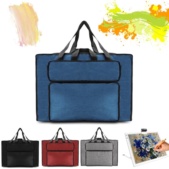 MeYuxg Zeichentasche A2, Künstlermappe Handtasche, wasserdichte Kunsttasche, Skizzenblock Zeichenblock A2 Tragetasche für Kunstbedarf Lagerung, Malkunstpaket für Studio und Outdoor-Skizzen (Blau) Blau A2