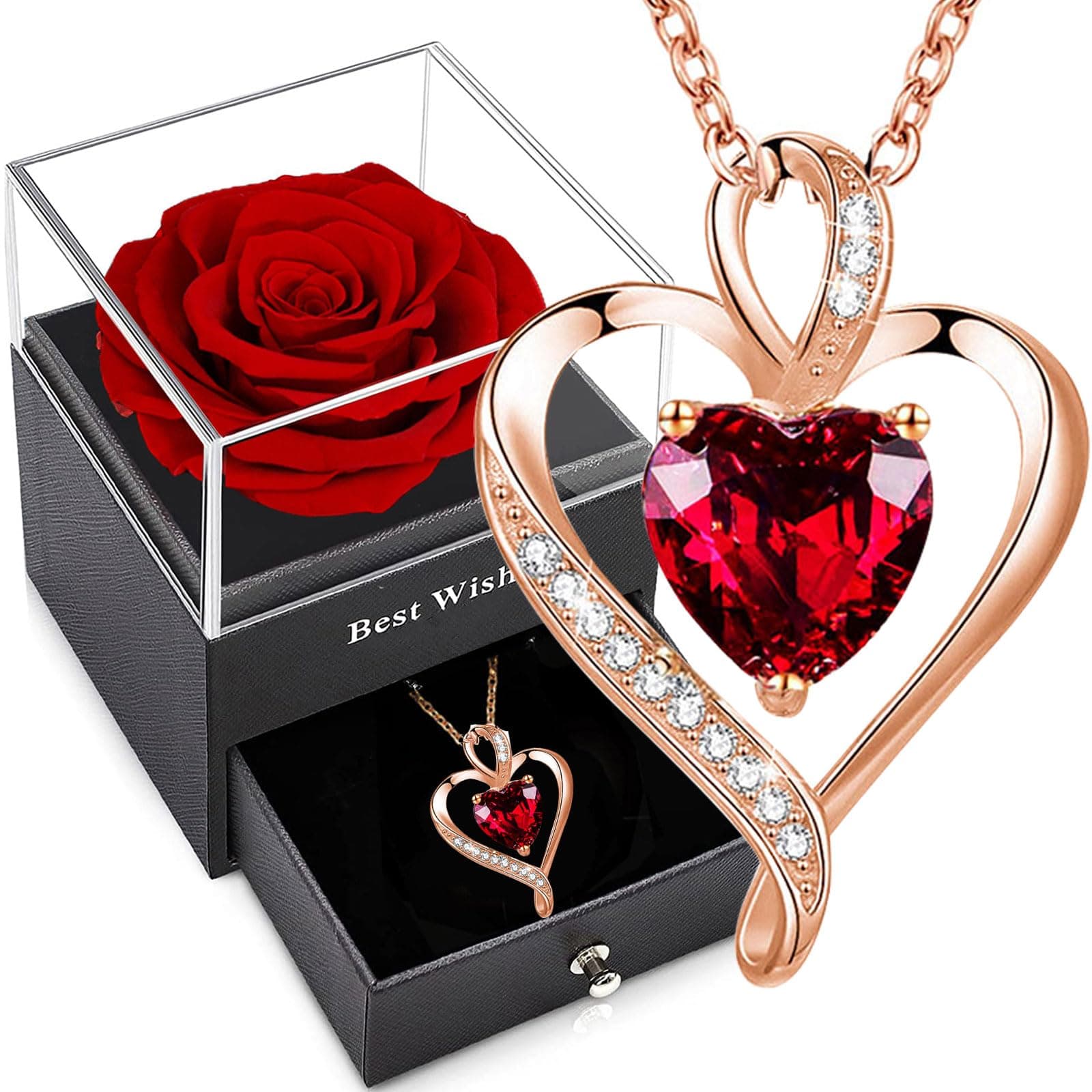 Echte Ewige Rose,Konservierte Rosen Rote, Haltbare Handgefertigte Blume,Infinity Rosenbox Romantisch Geschenkebox für Muttertag Valentinstag Weihnachten Ehefrau Frauen Großmutter Geburtstag Geschenk Rose Gold