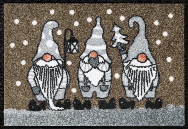 wash+dry Fußmatte, Winterzwerge Taupe 40x60 cm, innen und außen, waschbar 40 x 60 cm (Rechteckig)